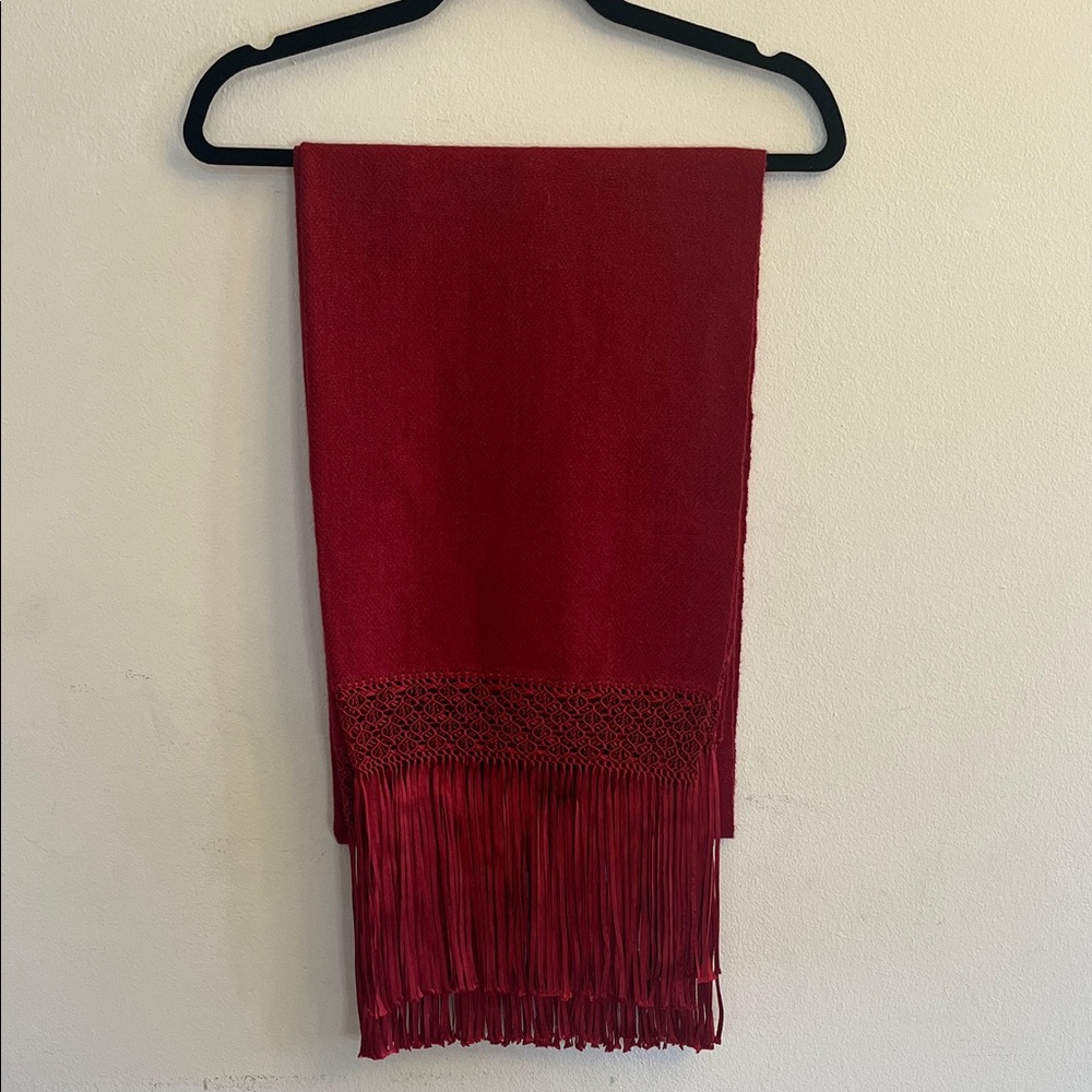 Elegant Red Fringe Scarf